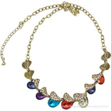 New Design Alloy Necklace with Colourful Gem